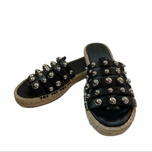 MARC FISHER Black Silver Studded Sandals Size 7